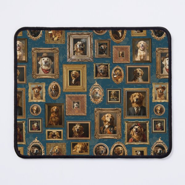 Item preview, Vintage Museum Wall - Whimsical Golden Retriever Famous dog Portraits by Great Masters Blue Nightgarden designed and sold by UtArt.