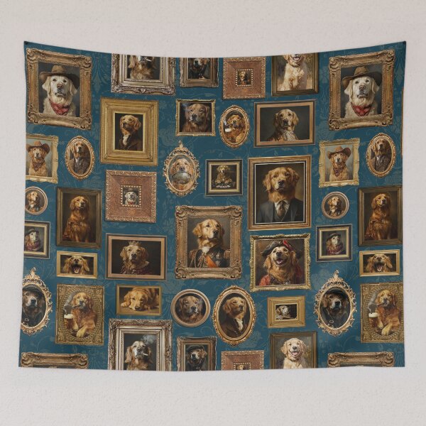 Item preview, Vintage Museum Wall - Whimsical Golden Retriever Famous dog Portraits by Great Masters Blue Nightgarden designed and sold by UtArt.