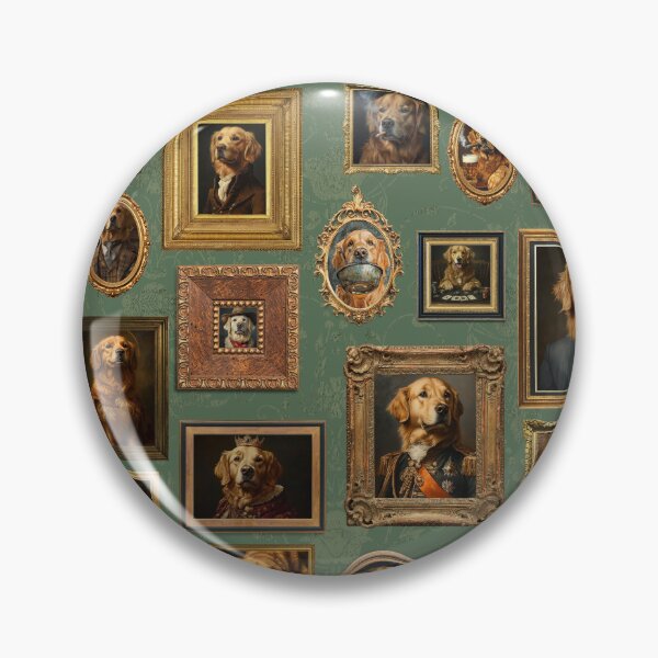 Item preview, Vintage Museum Wall - Whimsical Golden Retriever Famous dog  Portraits by Great Masters Green Nightgarden designed and sold by UtArt.