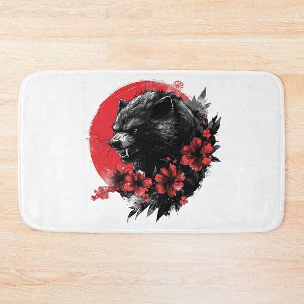 Item preview, Majestic Wolverine with Red Flowers - Nature Art Design designed and sold by AbderraimArt.