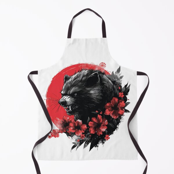Item preview, Majestic Wolverine with Red Flowers - Nature Art Design designed and sold by AbderraimArt.