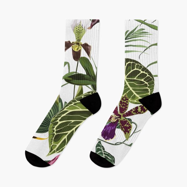 Item preview, Alocasia plant, palm leaves and orchid tropical flowers. designed and sold by MatyKotiv.