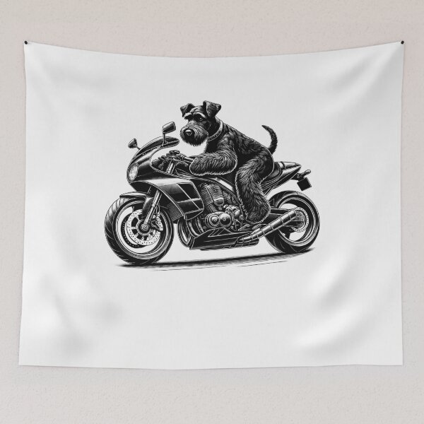 Item preview, Black Russian Terrier Riding a Motorcycle Biker Dog Lover designed and sold by Kimberley King Art  King Art.