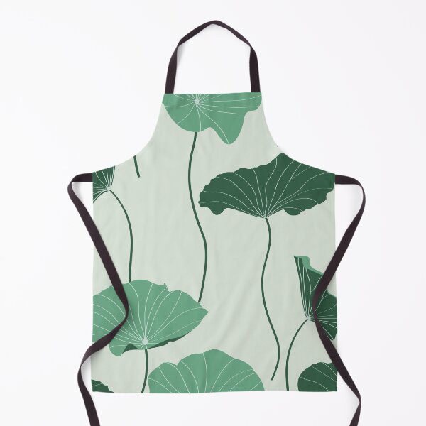 Item preview, Green abstract lotus leaves, simple golden line art. designed and sold by MatyKotiv.