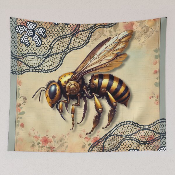 Item preview, Steampunk Bee with Lace on Vintage Floral Stationery designed and sold by DreamsArtwear.