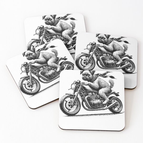 Item preview, Cool Brussels Griffon Riding a Motorcycle Biker Dog Lover designed and sold by Kimberley King Art  King Art.