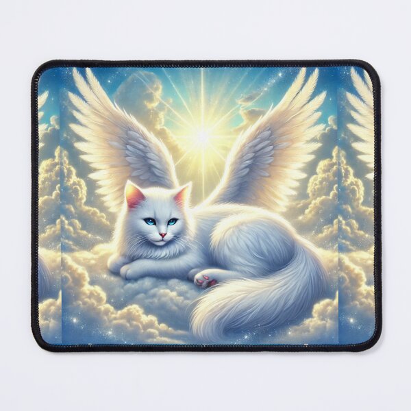 Item preview, Celestial Rest: Angelic White Cat in a Heavenly Glow designed and sold by Meta2Physical.
