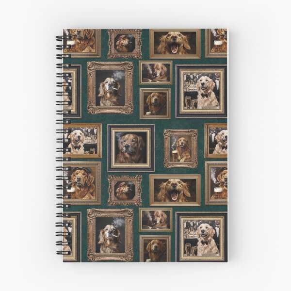 Item preview, Vintage Museum Wall - Whimsical Smoking Drinking Beer Golden Retriever Famous dog Portraits by Great Masters Green Damask Nightgarden designed and sold by UtArt.