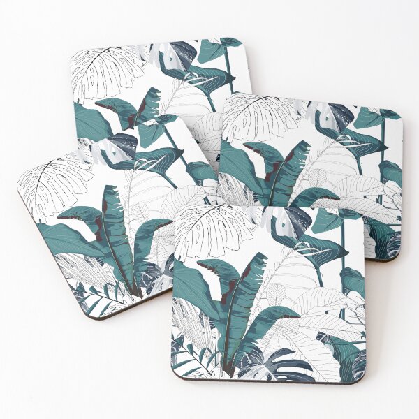 Item preview, Tropical blue and line leaves illustration. designed and sold by MatyKotiv.