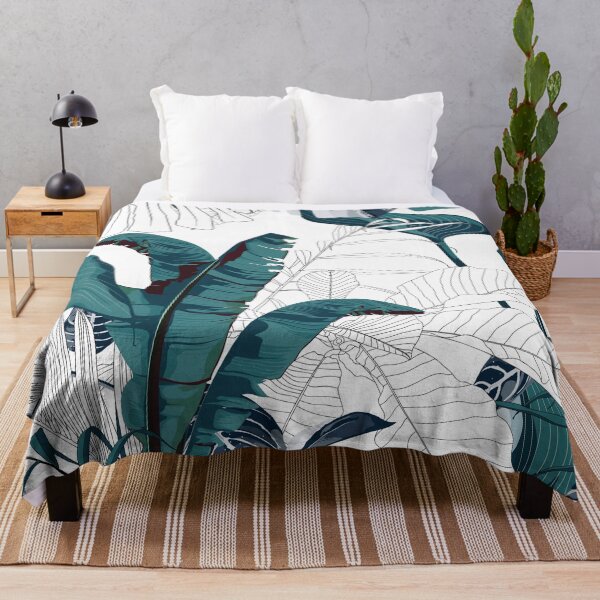 Item preview, Tropical blue and line leaves illustration. designed and sold by MatyKotiv.