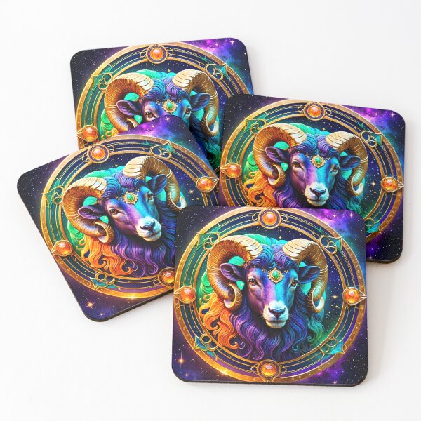 Item preview, Aries Zodiac, Celestial Zodiac, Mystical Cosmic Vibes, Vibrant Gold Accents, Ethereal Lighting, Circular designed and sold by PaparazziAnunnaki.