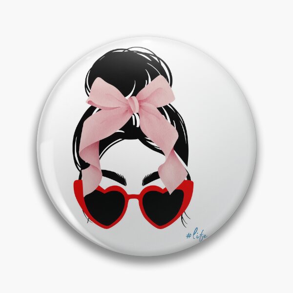 Item preview, Heart-Shaped Glasses, Pink Bow, and Messy Bun Illustration designed and sold by tarzbol.
