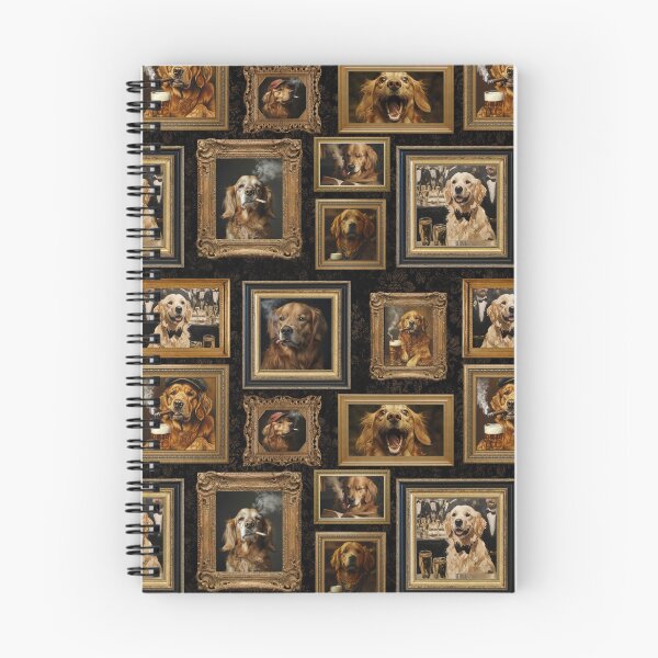 Item preview, Vintage Museum Wall - Whimsical Smoking Drinking Beer Golden Retriever Famous dog Portraits by Great Masters Black Damask Nightgarden designed and sold by UtArt.
