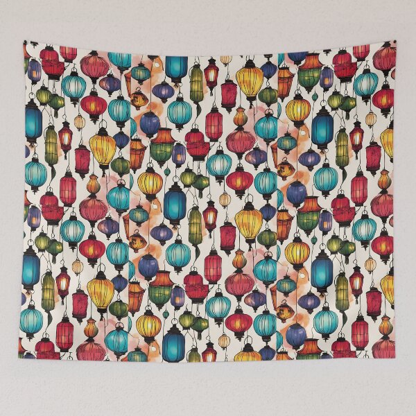 Item preview, Hand-Drawn Sketch Colorful Lanterns: Artistic & Festive Prints for Your Home designed and sold by stxaris.