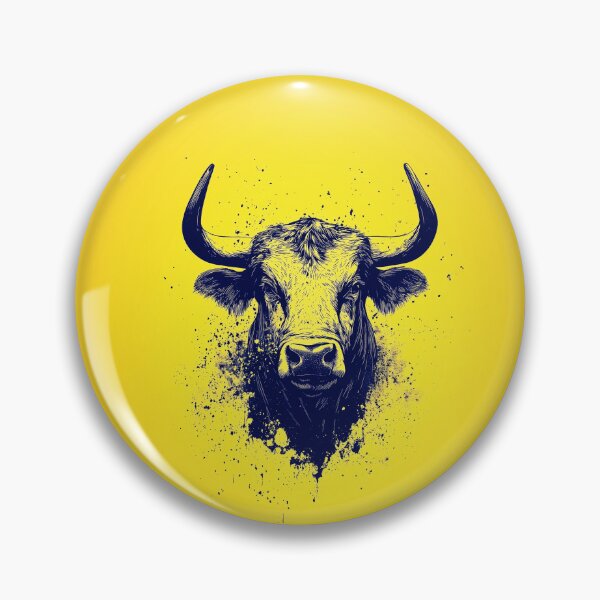 Item preview, Stylised Black Ink Bull on Yellow Background designed and sold by CreativeGarage.