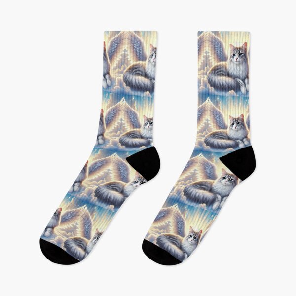 Item preview, Angelic Gray and White Cat: Heavenly Serenit designed and sold by Meta2Physical.