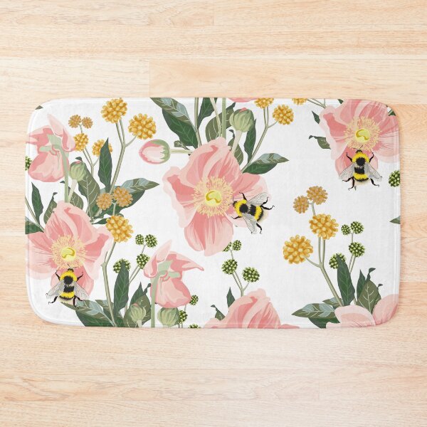 Item preview, Beautiful bouquet blossoming spring pink anemones and bee.  designed and sold by MatyKotiv.