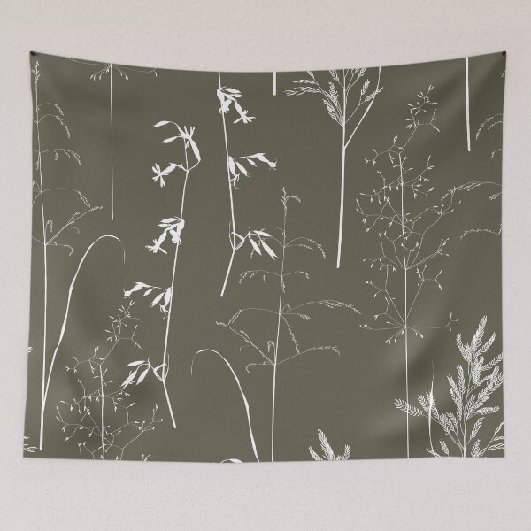 Item preview, Floral seamless pattern with white herbs on green background. designed and sold by MatyKotiv.