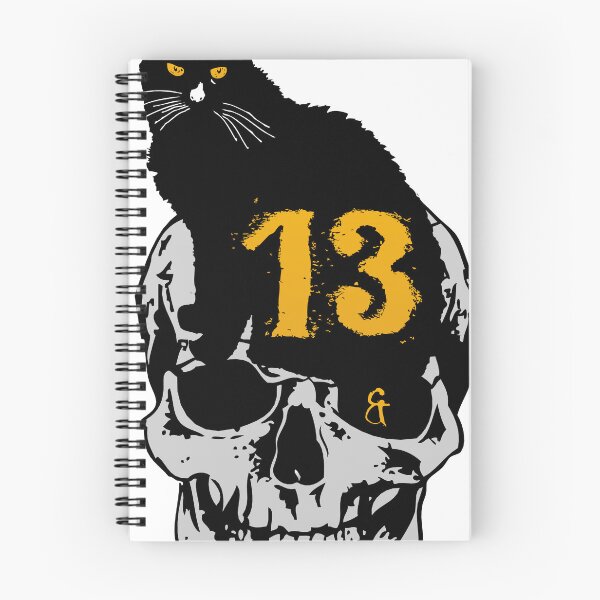 Item preview, black cat skull skull 13 number misfortune bad luck old school 1701 S designed and sold by Achille3777.