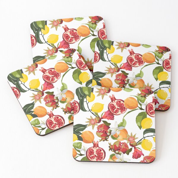Item preview, Exotic Background with Pomegranate, Orange, Lemon and Flowers. designed and sold by MatyKotiv.