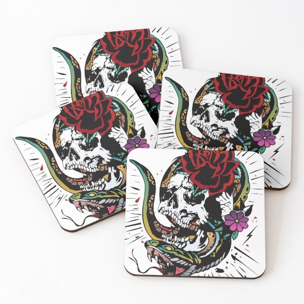 Item preview, cobra snake skull old school rose flower tattoo tattoo hipster skulls 202 S designed and sold by Achille3777.