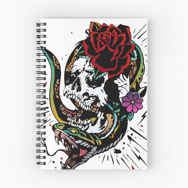 Item preview, cobra snake skull old school rose flower tattoo tattoo hipster skulls 202 S designed and sold by Achille3777.