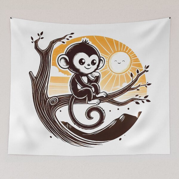 Item preview, cute Monkey, monkey tree, artoon monkey designed and sold by TrueArtVibes.