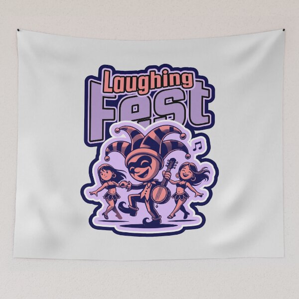 Item preview, Laughing Fest Dancing Clowns Under A Sky Of Azure And Scarlet designed and sold by SplashTastic.