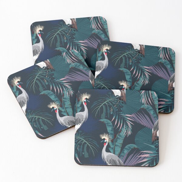 Item preview, Tropical night vintage wild birds pattern, palm tree, palm leaves. designed and sold by MatyKotiv.