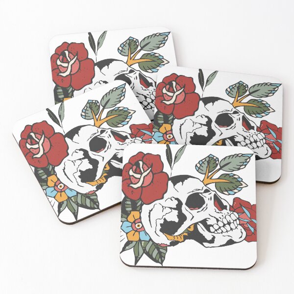 Item preview, skull flower rose leaf tattoo skull branch old school 1310 B designed and sold by Achille3777.