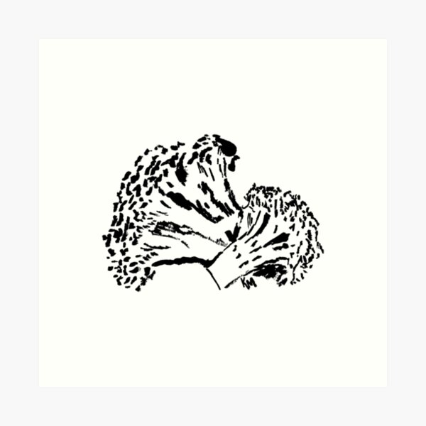 broccoli Black and White Art Print