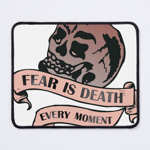 Item preview, skull head of death fear is death every moment quote slogan banner 1410 S designed and sold by Achille3777.