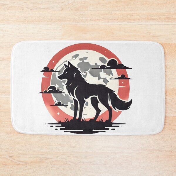 Item preview, red wolf moon, wolf cartoon designed and sold by TrueArtVibes.