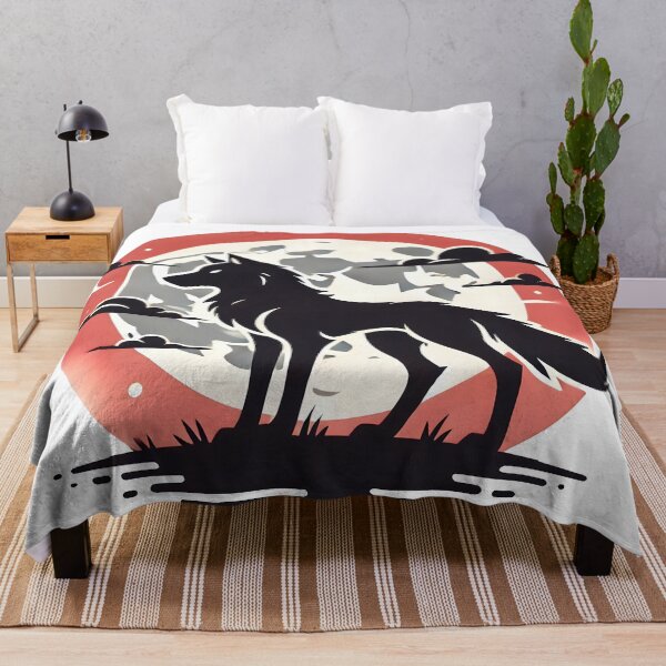 Item preview, red wolf moon, wolf cartoon designed and sold by TrueArtVibes.