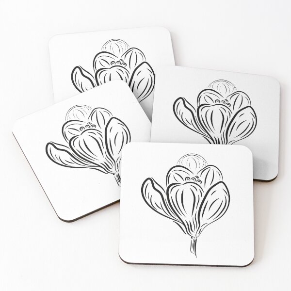 Item preview, Line-Drawn Crocus - Black on White designed and sold by Onyx Swan Art.