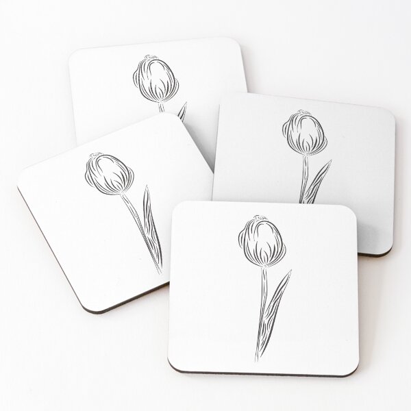 Item preview, Black on White Line-drawn Tulip designed and sold by Onyx Swan Art.