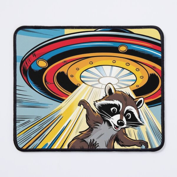 Item preview, Ufo raccoon abduction cartoon style  designed and sold by coloursforkids.