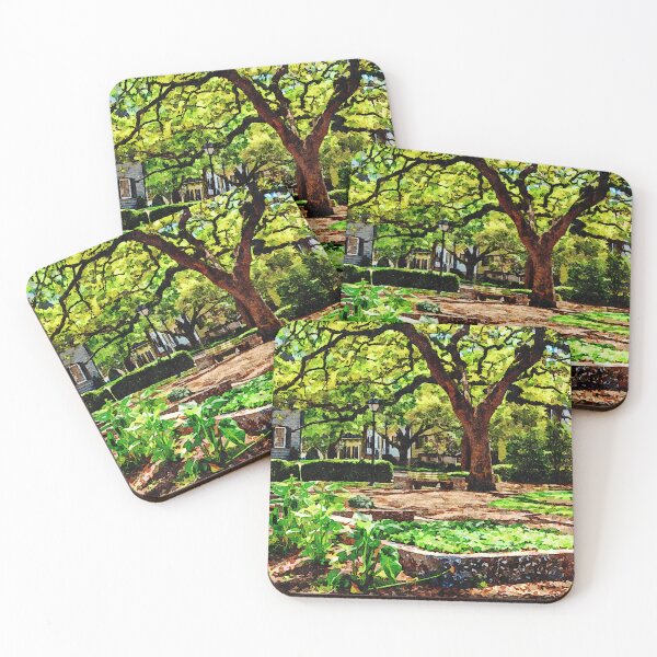 Item preview, Serene watercolor of Warren Square in Savannah, Georgia's historic district designed and sold by GestaltImagery.