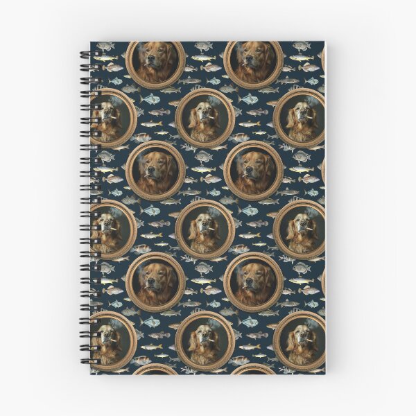 Item preview, Vintage Museum Wall - Whimsical Smoking Golden Retriever Famous dog Portraits by Great Masters Dark Blue Fishes Nightgarden designed and sold by UtArt.