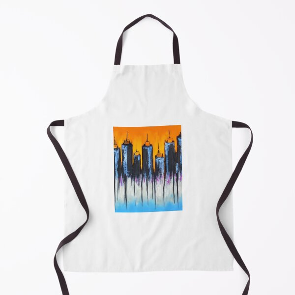 Item preview, "Urban Skyline Art with Textured Dark Buildings and Amber Background" designed and sold by IINSPIRA.