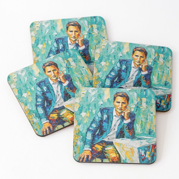 Item preview, Impressionist Portrait of Justin Trudeau designed and sold by PopCultureArtShop.