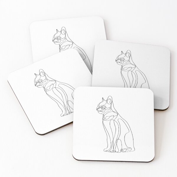 Item preview, Black Line-drawn Cat designed and sold by Onyx Swan Art.