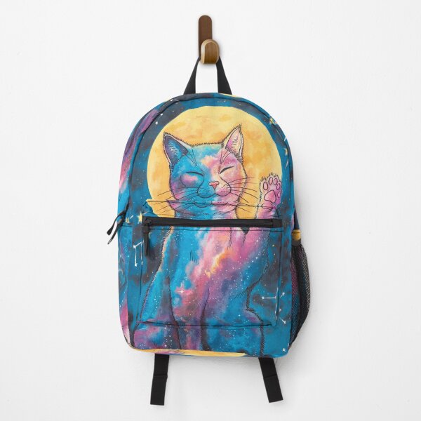 Item preview, Cosmic Cat Galaxy Art with Moon designed and sold by ZetaDream.