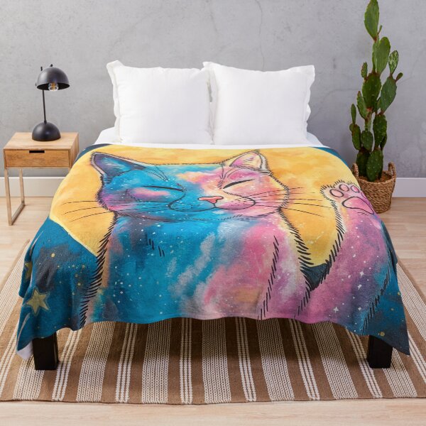 Item preview, Cosmic Cat Galaxy Art with Moon designed and sold by ZetaDream.