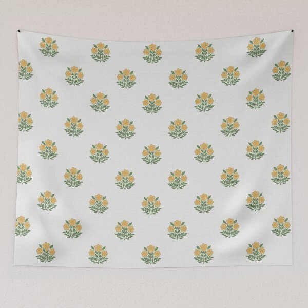 Item preview, Small scale yellow floral block print designed and sold by hellcom.