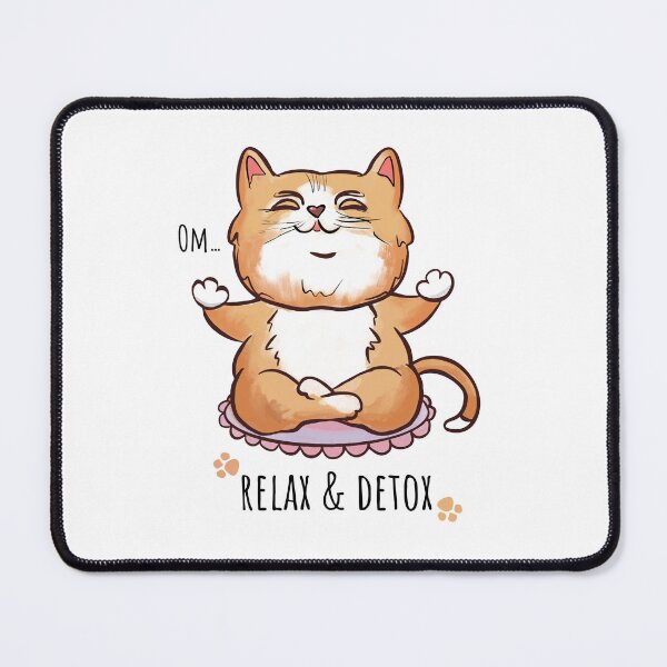 Item preview, red cat relaxes in meditation designed and sold by MariaTsy.
