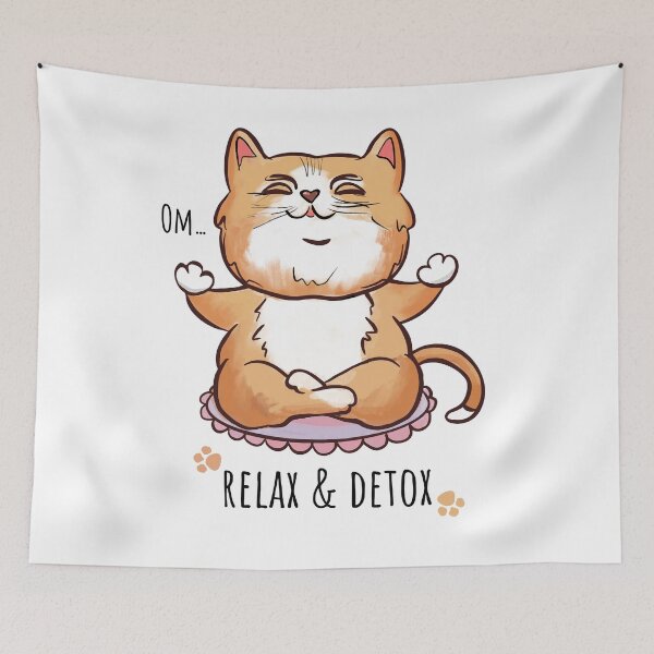 Item preview, red cat relaxes in meditation designed and sold by MariaTsy.