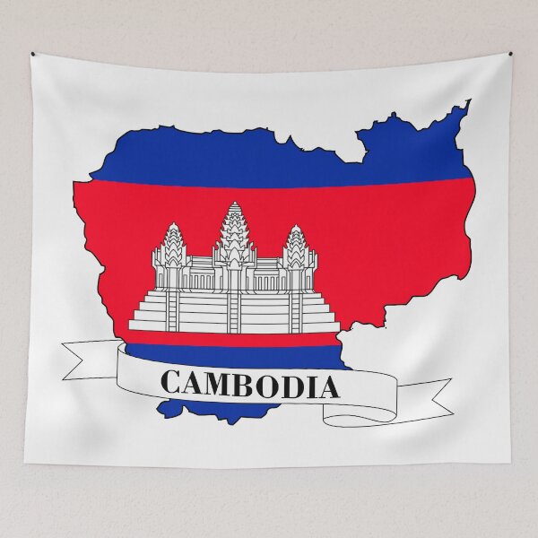 Item preview, cambodia flag map designed and sold by visual adventures.