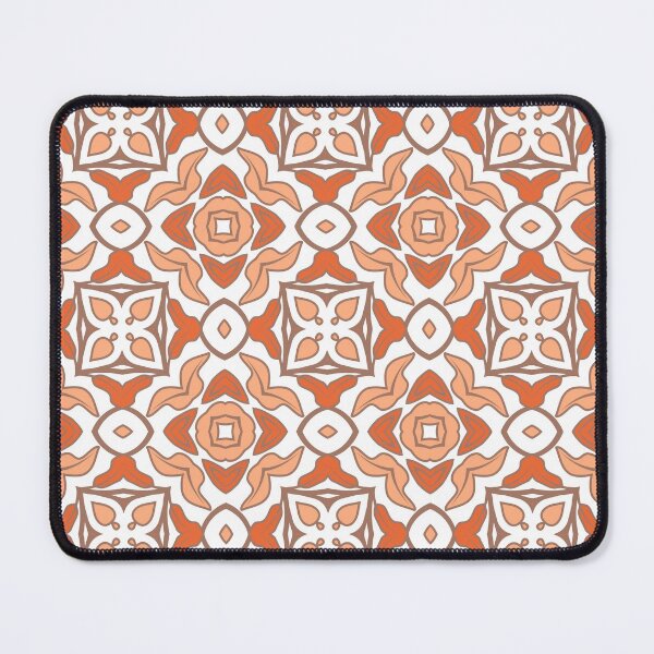 Item preview, Geometric pattern in warm orange and peach tones with floral motifs 1 designed and sold by AneissPiaf.