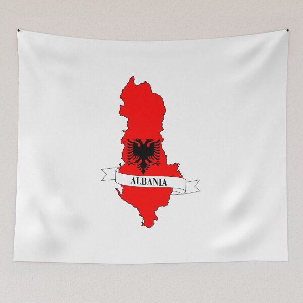 Item preview,  Albania map with flag designed and sold by visual adventures.